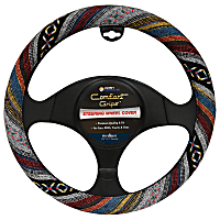 3452BK Comfort Grips Boho Steering Wheel Cover - Boho-patterned, Woven fabric, Universal 14.5-15.5 in., Slip-On, Sold individually
