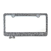 LF05 License Plate Frame - Clear and Silver Crystals, Stainless Steel, Universal, Sold individually