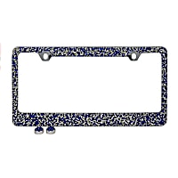 LF08 License Plate Frame - Blue and Silver Crystals, Stainless Steel, Universal, Sold individually
