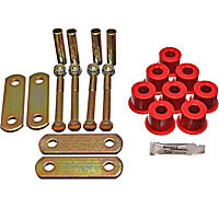 3.2135R Leaf Spring Shackles and Hangers - Red, Polyurethane, Direct Fit, 2-spring set