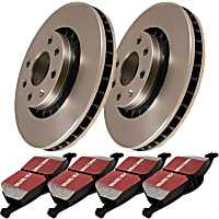 S1KF1487 Front Brake Disc and Pad Kit, Plain Surface 5 Lugs 304.8 mm Aramid Fiber S1 Ultimax2 Pad and RK Premium Rotors
