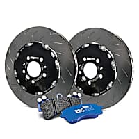 S27KF1014 Front Brake Disc and Pad Kit, Slotted 5 Lugs Aramid Fiber S27 Bluestuff NDX Pad and 2-Piece Full-Floating Slotted Rotors