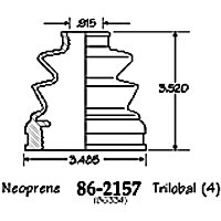 86-2157-D CV Boot - Black, Neoprene, Direct Fit, Sold individually
