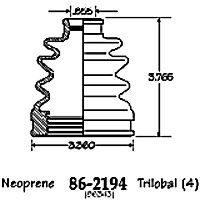 86-2194-D CV Boot - Black, Neoprene, Direct Fit, Sold individually