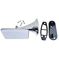 0849-554 R Passenger Side Mirror, Manual Adjust, Non-Heated, Non-Folding, Chrome, No Signal Light, No Puddle Light, No Blind Spot Feature
