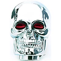 9628 Shifter Knob - Chrome - Skull With Red Eyes, Universal Design Fits 5/16 Inch Thru 1/2 Inch Diameter Shift Levers
