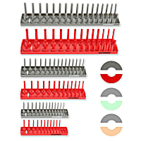 22413 6 Piece SAE and Metric Socket Tray Set (Red and Gray)
