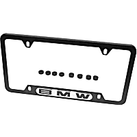 License Plate Frame Stainless Steel with Black "BMW" - Replaces OE Number 82-12-0-010-398