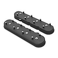 241-97 Universal, Tall GM LS Dry Sump Valve Covers without Oil Fill, Cast Aluminum - Satin Black Finish