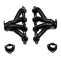 2312HKR Universal, Block Hugger Headers, Painted Black Made of Steel