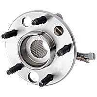 Front, Driver or Passenger Side Wheel Hub, 5 Lugs, With Bearing, With Sensor