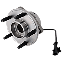 Front, Driver or Passenger Side Wheel Hub, 5 Lugs, With Bearing, With Sensor