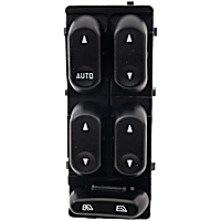 Front, Driver Side Window Switch, Black, 5-Button