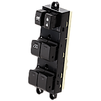 Front, Driver Side Window Switch, Black, 6-Button