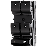 Front, Driver Side Window Switch, Black, 4-Button