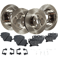 Front and Rear Brake Disc and Pad Kit, Plain Surface, 5 Lugs, Cast Iron , Pro-Line Series