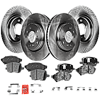 Front and Rear Brake Disc and Pad Kit, Plain Surface, 5 Lugs, Cast Iron , Pro-Line Series
