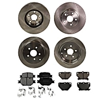 Front and Rear Brake Disc and Pad Kit, Plain Surface, 5 Lugs, Cast Iron , Pro-Line Series