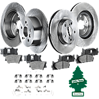 Front and Rear Brake Disc and Pad Kit, Plain Surface, 5 Lugs, Ceramic Pad Material, Cast Iron, Pro-Line Series