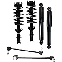 6-Piece Kit Driver and Passenger Side Suspension with Loaded Strut, Shock Absorber, and Sway Bar Link