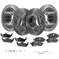 Front and Rear Brake Disc and Pad Kit, Plain Surface, 6 Lugs, 12.99 in. - Front, 13.7 in. - Rear, Ceramic - Front, Semi-Metallic - Rear, Pro-Line Series