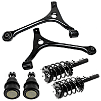 6-Piece Kit Front, Driver and Passenger Side Suspension Kit, Includes (2) Ball Joint, (2) Control Arm, and (2) Shock Absorber and Strut Assembly