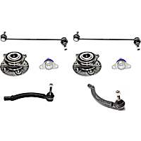 8-Piece Kit Front, Driver and Passenger Side Suspension, includes Ball Joint, Sway Bar Link, Tie Rod End, and Wheel Hub