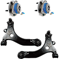 4-Piece Kit Front, Driver and Passenger Side Suspension, includes Control Arm and Wheel Hub, For Models with 24mm Bar Diameter