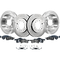 Front and Rear Brake Disc and Pad Kit, Plain Surface, 6 Lugs, Semi-Metallic, Cast Iron, Pro-Line Series
