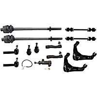 13-Piece Kit Front, Driver and Passenger Side, Upper Control Arm with Ball Joints, Idler Arm, Idler Arm Bracket, Pitman Arm, Sway Bar Links, and Tie Rod Ends, Heavy Duty Design