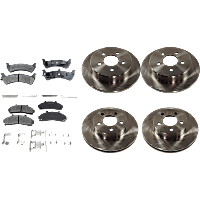 Front and Rear Brake Disc and Pad Kit, Plain Surface 5 Lugs Semi-Metallic - Front, Ceramic - Rear Pro-Line Series