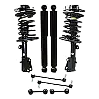 8-Piece Kit Front and Rear, Driver and Passenger Side Suspension Includes Loaded Struts, Shock Absorbers, and Sway Bar Links, FWD