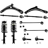 10-Piece Kit Front, Driver and Passenger Side Suspension Includes Control Arms, Loaded Struts, Sway Bar Links, and Tie Rod Ends, 4WD/FWD