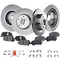 Front and Rear Brake Disc and Pad Kit, Pro-Line Series, Plain Surface, 5 Lugs, Ceramic Pad Material, Cast Iron