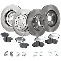 Front and Rear Brake Disc and Pad Kit, Plain Surface, 5 Lugs, Ceramic, Cast Iron, Pro-Line Series