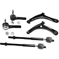 6-Piece Kit Front, Driver and Passenger Side, Lower Control Arm, includes Tie Rod Ends