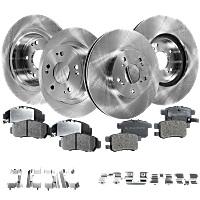 Front and Rear Brake Disc and Pad Kit, Plain Surface, 5 Lugs, Ceramic, Cast Iron, Pro-Line Series