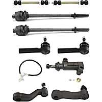 9-Piece Kit Front, Driver and Passenger Side Suspension, Includes Idler Arm, Idler Arm Bracket, Pitman Arm, Sway Bar Link, and Tie Rod End