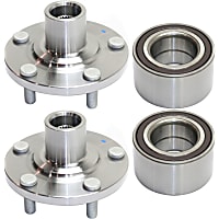4-Piece Kit Front, Driver and Passenger Side Wheel Hub, includes Wheel Bearings