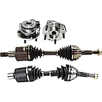 4-Piece Kit Front, Driver and Passenger Side Suspension, includes Axle Assembly and Wheel Hub, Four Wheel Drive