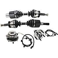 4-Piece Kit Front, Driver and Passenger Side Suspension, includes Axle Assembly and Wheel Hub