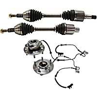 4-Piece Kit Front, Driver and Passenger Side Suspension, includes Axle Assembly and Wheel Hub