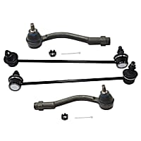4-Piece Kit Front, Driver and Passenger Side Suspension, includes Sway Bar Link and Tie Rod End