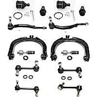 14-Piece Kit Front, Driver and Passenger Side, Upper Control Arm Kit, Includes (4) Ball Joint, (2) Control Arm, (4) Sway Bar Link, and (4) Tie Rod End