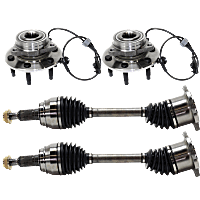 4-Piece Kit Front, Driver and Passenger Side Suspension with Axle Assemblies, and Wheel Hubs, All Wheel Drive/Four Wheel Drive