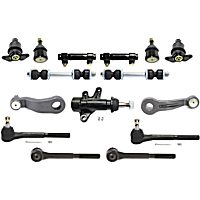15-Piece Kit Front Suspension, includes Ball Joint, Idler Arm, Idler Arm Bracket, Pitman Arm, Sway Bar Link, Tie Rod Adjusting Sleeve, and Tie Rod End
