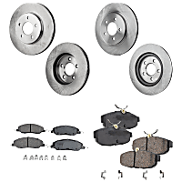 Front and Rear Brake Disc and Pad Kit, Plain Surface, 5 Lugs, Ceramic, Cast Iron, Pro-Line Series
