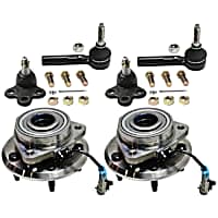 6-Piece Kit Front, Driver and Passenger Side Suspension, includes Ball Joint, Tie Rod End, and Wheel Hub