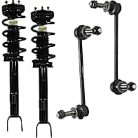 4-Piece Kit Front, Driver and Passenger Side Suspension Includes Loaded Struts and Sway Bar Links, RWD