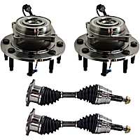 4-Piece Kit Front, Driver and Passenger Side Suspension, includes Axle Assembly and Wheel Hub